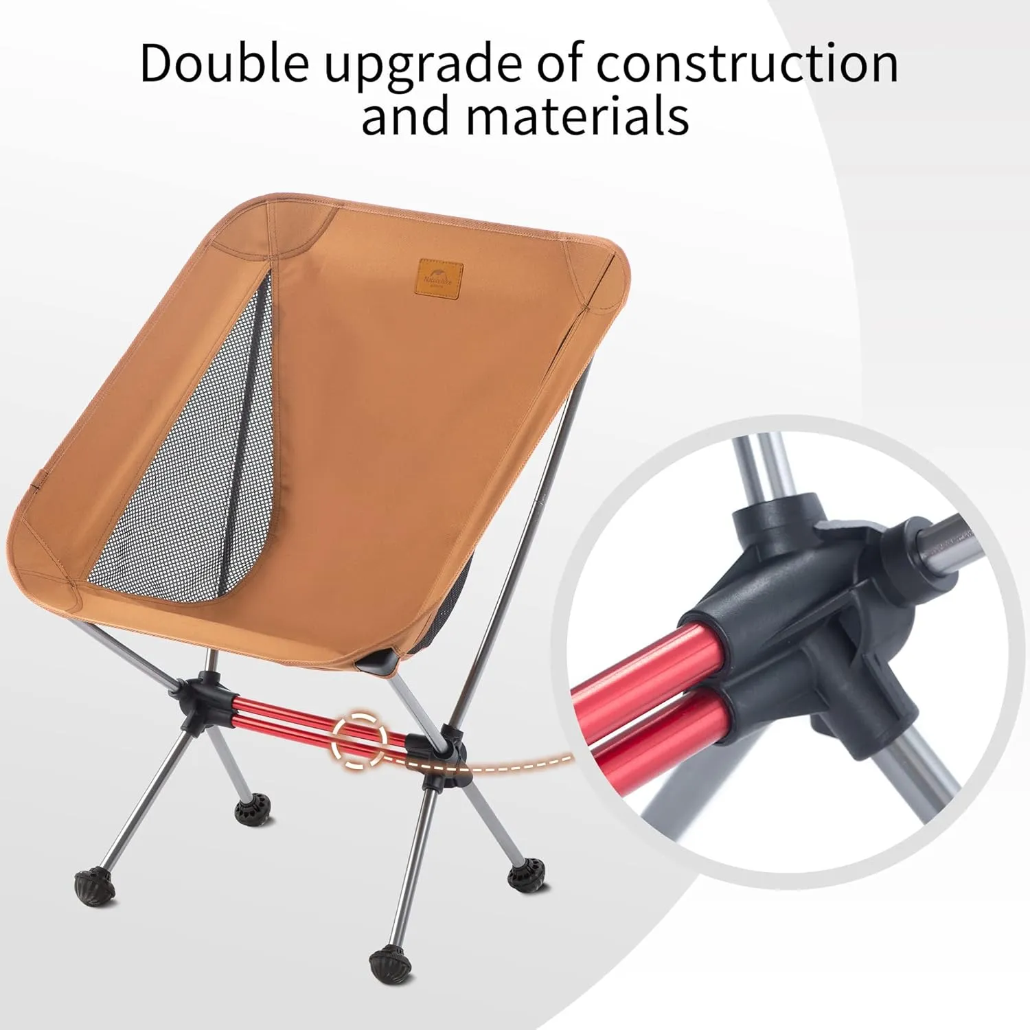 Naturehike YL08 Ultralight Camping Chair, 2.12 LBS Portable Backpacking Chair with Storage Bag & Anti-Sinking Feet, Lightweight Compact Collapsible Camp Chair