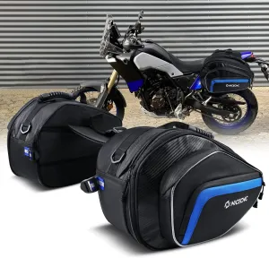 NICECNC Motorcycle Saddlebags, 50L Side Travel Luggage Saddle Bags Motorcycles Soft Panniers Bags Throw Over Bags Compatible with Harley Honda Suzuki Yamaha Adventure Street Glide Dual Sport Blue
