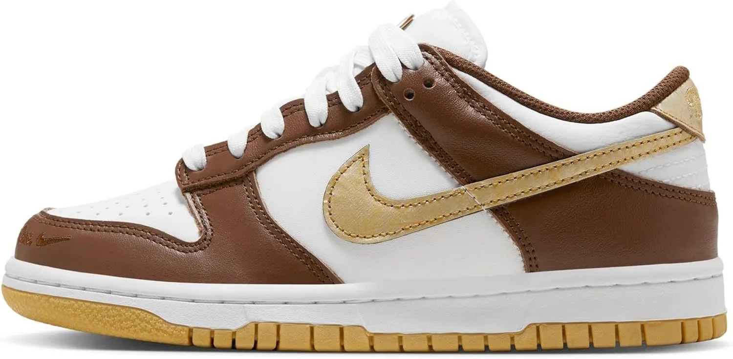 Nike Dunk Low Big Kids Shoes White/Metallic Gold-White Size-4.5