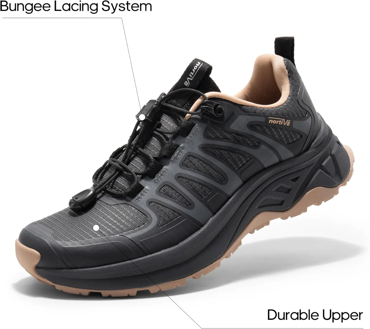 NORTIV 8 Women's Quick Laces Hiking Shoes Lightweight Walking Outdoors Trekking Trails Camping Casual Sneakers