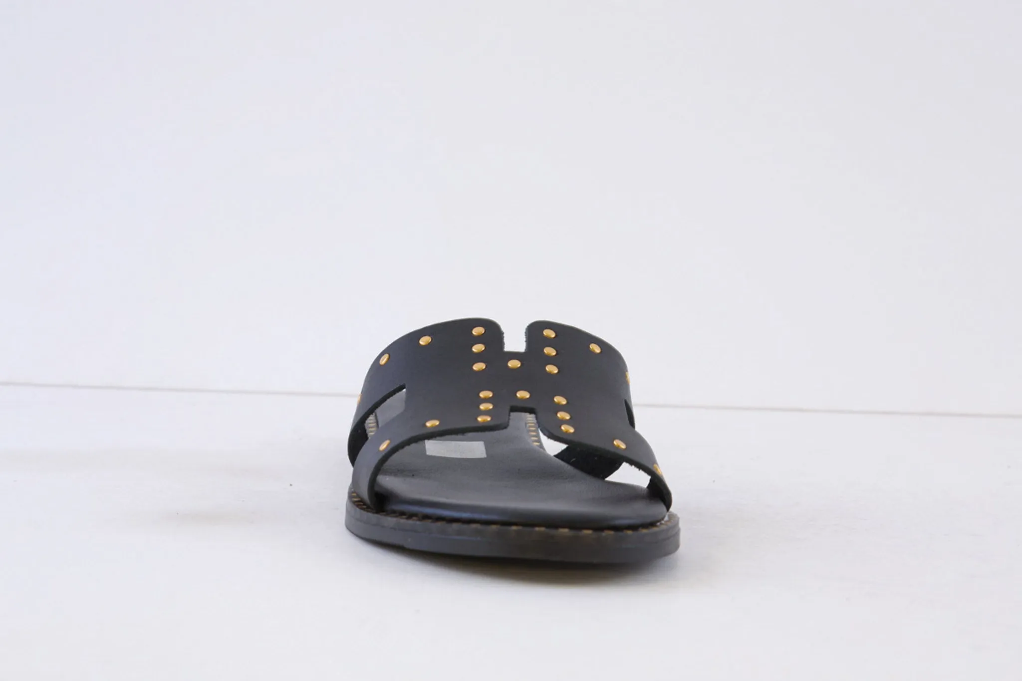 OH MY SANDALS - 5576 FLAT MULE WITH STUD DETAIL - BLACK