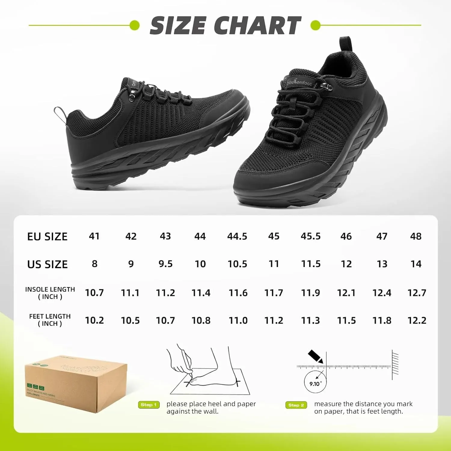 OrthoComfoot Men's Orthopedic Comfortable Diabetic Wide Shoes: Wide Toe Box Arch Support Plantar Fasciitis Sports Sneakers,Fashion Casual Hammer Toes Shoes for Foot and Heel Pain Relief