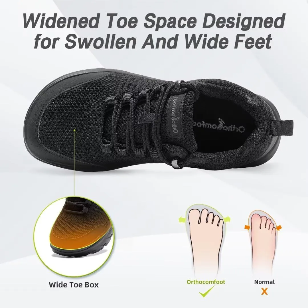 OrthoComfoot Women's Orthopedic Diabetic Wide Walking Shoes: Comfortable Casual Arch Support Plantar Fasciitis Fashion Sneakers, Work Tennis Orthotic High Arch Swollen Feet Shoes for Foot Heel Pain