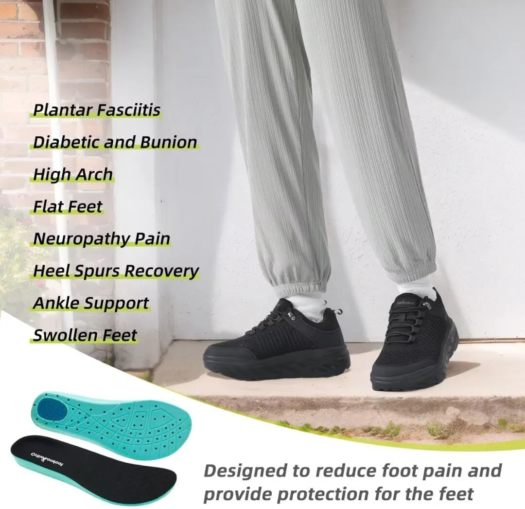 OrthoComfoot Women's Orthopedic Diabetic Wide Walking Shoes: Comfortable Casual Arch Support Plantar Fasciitis Fashion Sneakers, Work Tennis Orthotic High Arch Swollen Feet Shoes for Foot Heel Pain