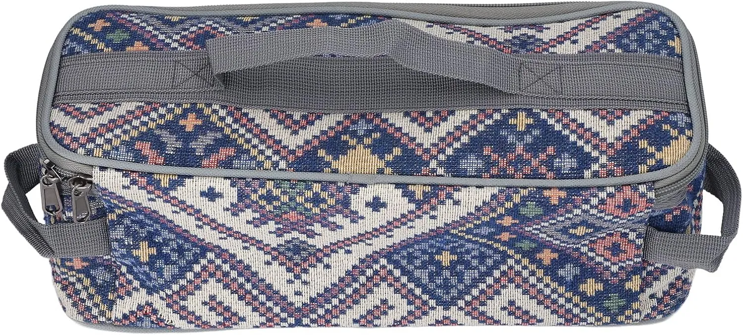 Outdoor Camping Utensils Storage Bag Portable for Cooking Gear in Blue Stitch Camping Payment Design (Blue Embroidery)