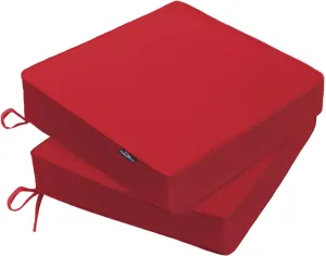 Outdoor Chair Cushions 22 x 22 x 3 Inch, Waterproof & Fade Resistant Patio Seat Cushion for Furniture with Handle and Ties, Thick Seating Pads for Outside Sofa Couch Set of 2, Red