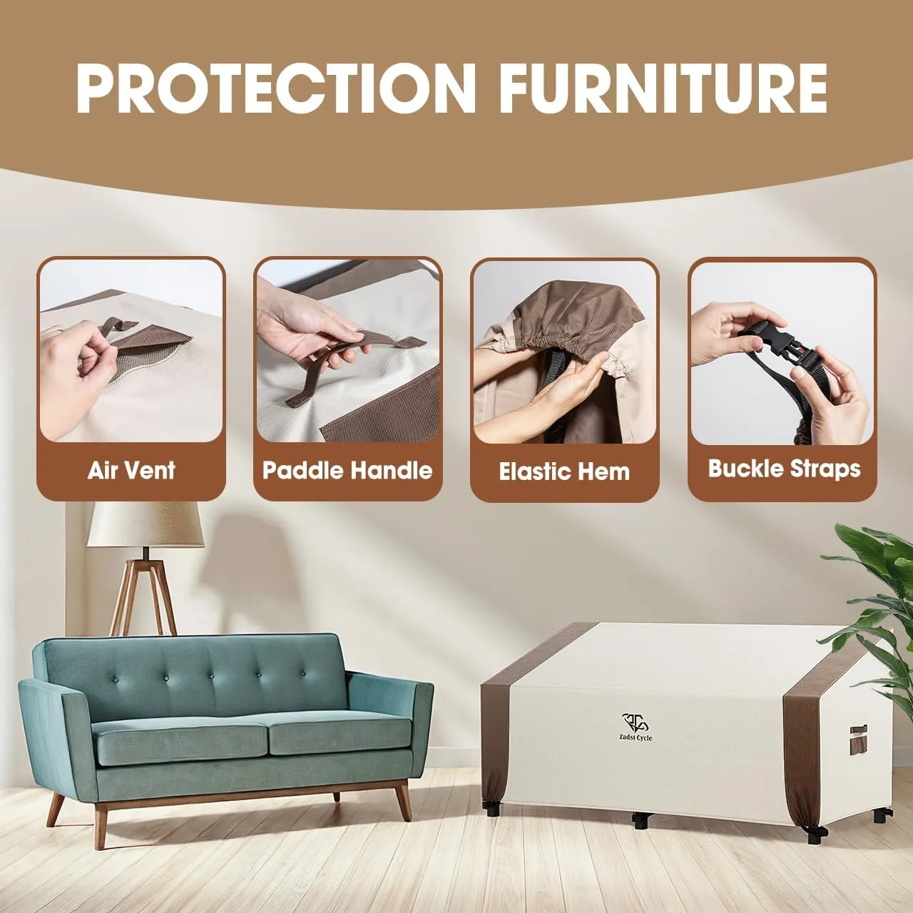Outdoor Furniture Cover, 79 inch Patio Sofa Cover Waterproof, Patio Furniture Cover for Loveseat Sofa and 3 Seat Couches, Anti-UV, Water Resistant, Tear Resistant, X-Large, 1 Pack, Brown
