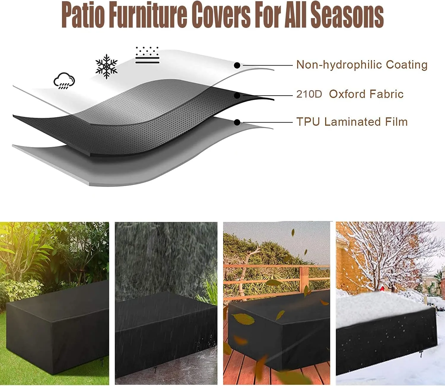 Outdoor Patio Furniture Covers Waterproof Rectangular Outdoor Cover for Outdoor Dining Table and Chairs,Waterproof,Tear-Resistant,UV Resistant 66" L x 28" W x 37" H Blue
