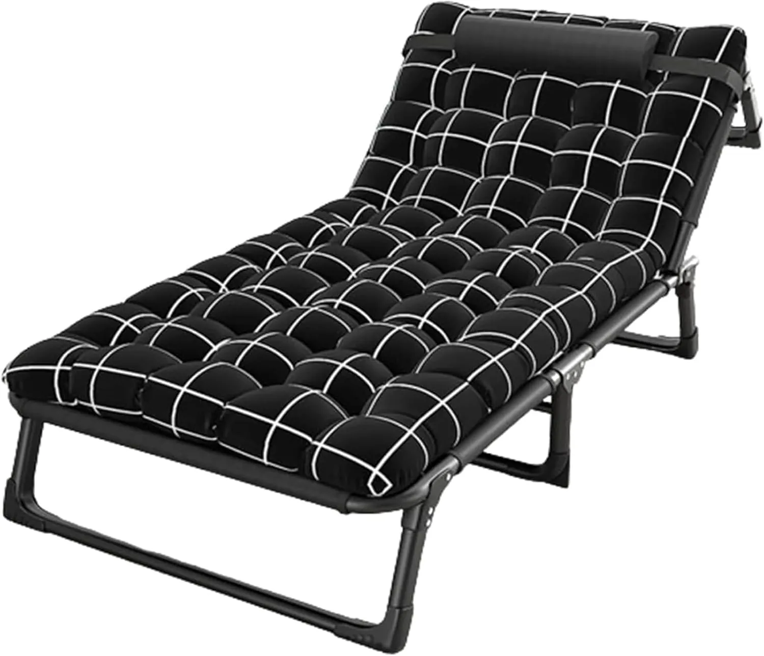 Oxford Cloth Camping Cot, Extra Wide Folding Cot, Portable Folding Bed for Sleeping, 4-Position Folding Chaise Lounge Chair
