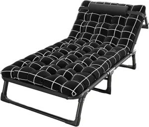 Oxford Cloth Camping Cot, Extra Wide Folding Cot, Portable Folding Bed for Sleeping, 4-Position Folding Chaise Lounge Chair