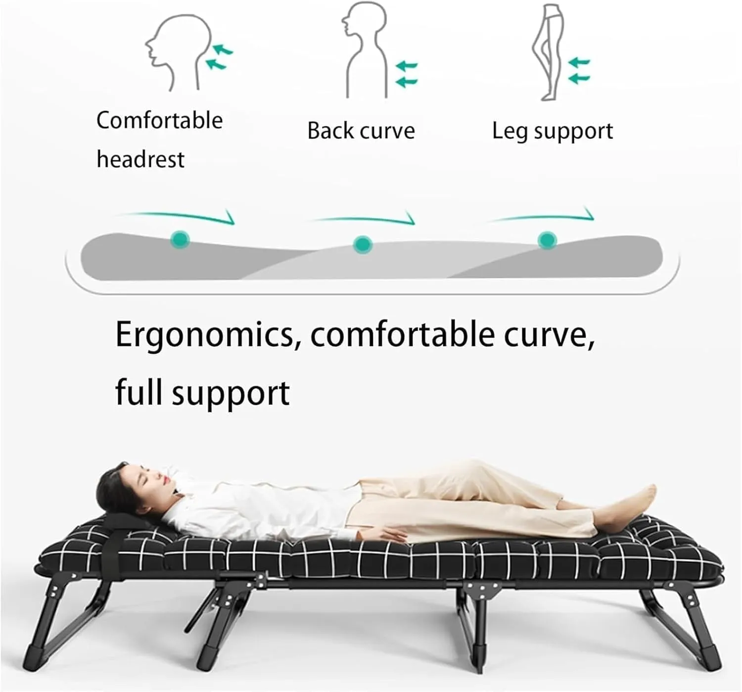 Oxford Cloth Camping Cot, Extra Wide Folding Cot, Portable Folding Bed for Sleeping, 4-Position Folding Chaise Lounge Chair