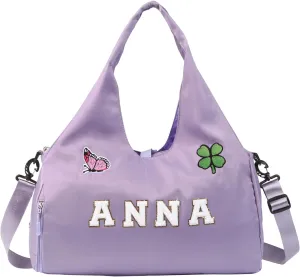 Personalized Duffel Bag with Name – Custom Travel Gym Bag for Women & Men – Waterproof Oxford Weekender Bag – Carry-On Overnight Bag for Sports, Gifts, Travel, Groomsmen (Purple)