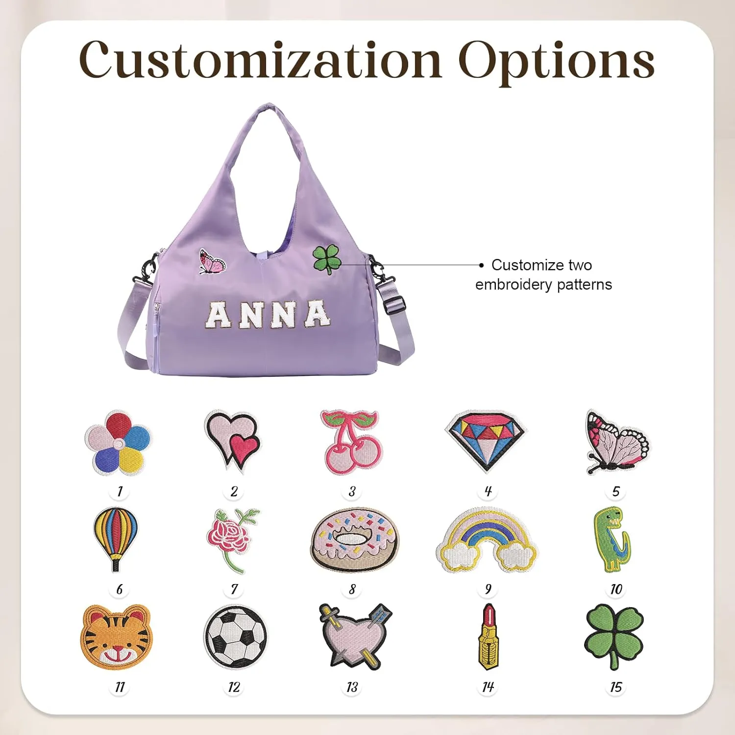 Personalized Duffel Bag with Name – Custom Travel Gym Bag for Women & Men – Waterproof Oxford Weekender Bag – Carry-On Overnight Bag for Sports, Gifts, Travel, Groomsmen (Purple)