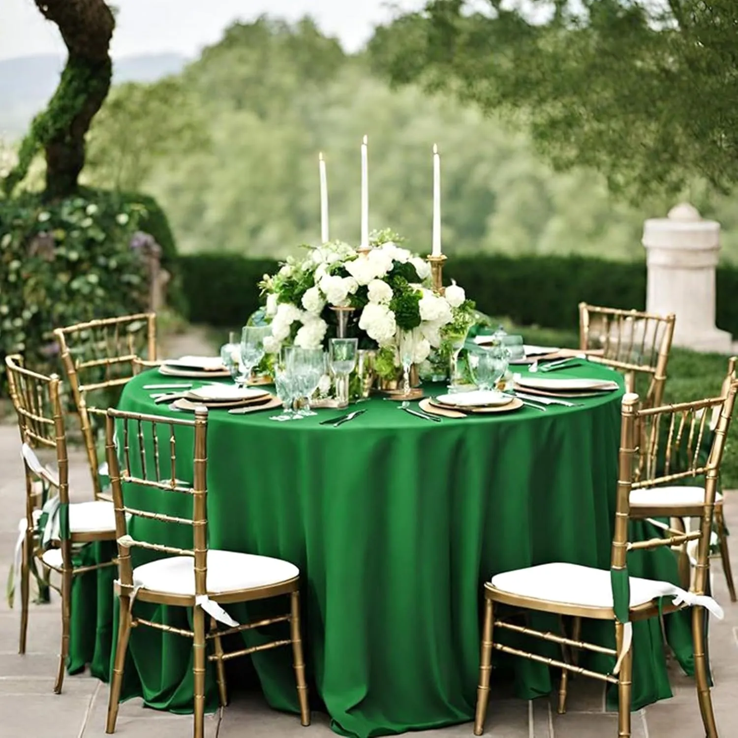 Pesonlook 10 Pack Green Round Tablecloths 90 Inch, Polyester Spring Easter Table Cloth Circle Bulk Linen Stain and Wrinkle Resistant Washable Table Cloth for Wedding Party Dining Banquet