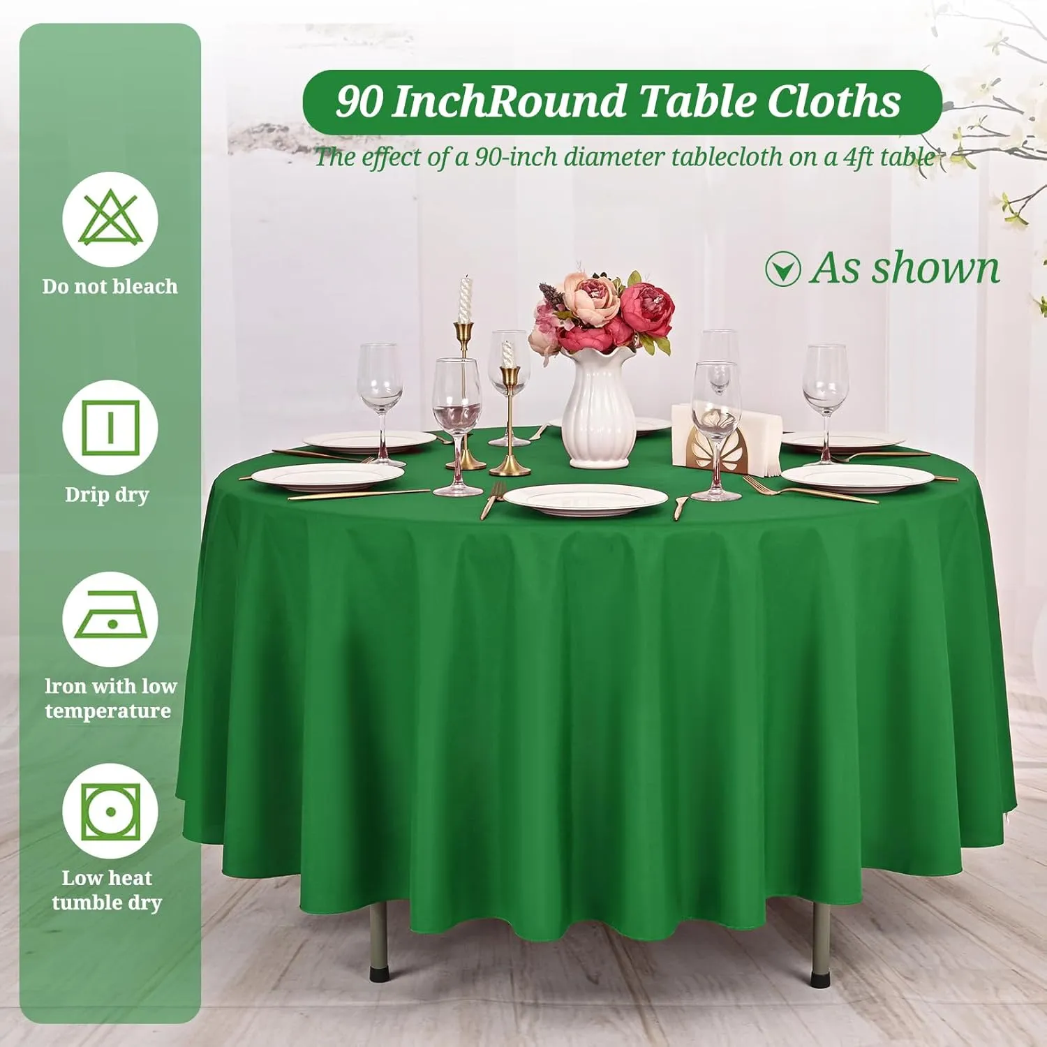 Pesonlook 10 Pack Green Round Tablecloths 90 Inch, Polyester Spring Easter Table Cloth Circle Bulk Linen Stain and Wrinkle Resistant Washable Table Cloth for Wedding Party Dining Banquet