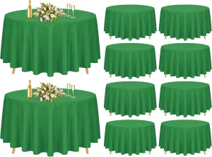 Pesonlook 10 Pack Green Round Tablecloths 90 Inch, Polyester Spring Easter Table Cloth Circle Bulk Linen Stain and Wrinkle Resistant Washable Table Cloth for Wedding Party Dining Banquet