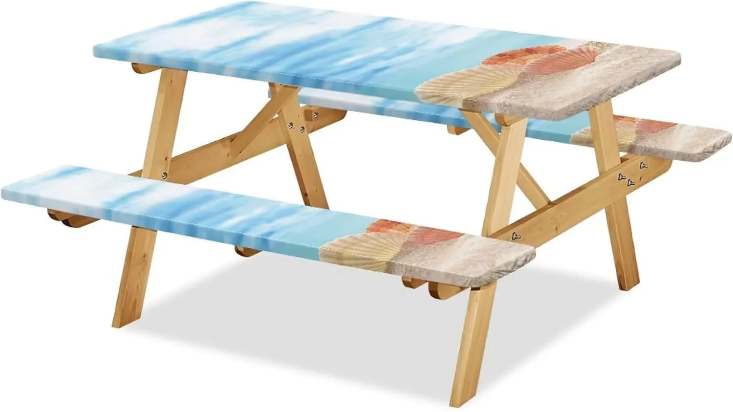 Picnic Table Covers Conch Soft Camping Essentials Windproof Waterproof Picnic Table Cover with Bench Covers Stain Proof Camping Tablecloth Camping Gear 3pcs-94" x 30"