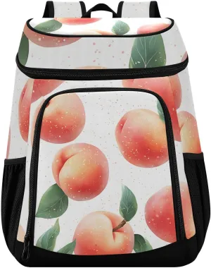 Pink Peaches Fruit Cooler Backpack Cooler Insulated Leak Proof Lunch Backpack 36 Cans Waterproof Soft for Men Women Picnic Hiking Camping Beach