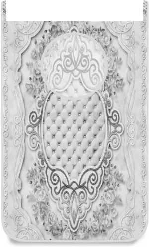 Poeticcity Grey Floral Flower with Pink Marble Stone Texture Hanging Laundry Hamper Bag, Dirty Clothes Bag Over The Door, Wall Cloth Basket with Hooks Storage Closet for Bathroom Bedroom
