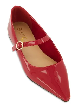 Pointed Toe Buckle Strap Flats