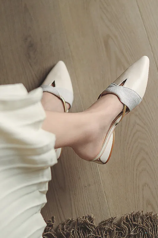 Pointed toe half-cup flat shoes