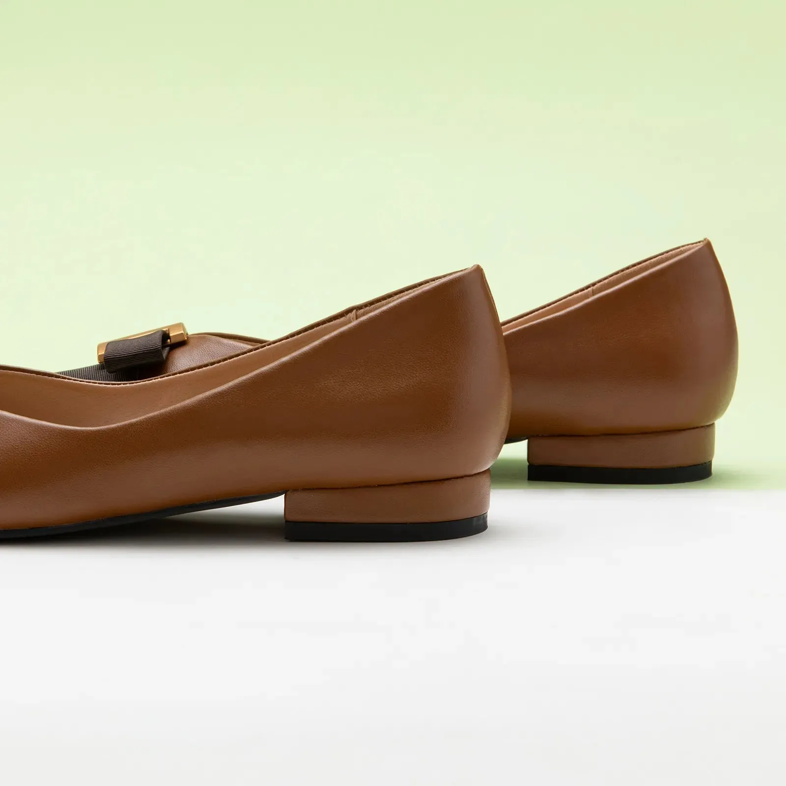 Pointed Toe Metal Tie Flats (Aida)（SALE）