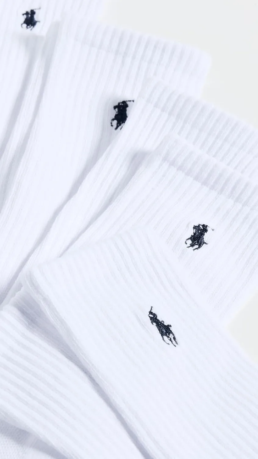 POLO RALPH LAUREN Men's Athletic Performance Cotton Crew Socks - 6 Pair Pack - Moisture Wicking Mesh