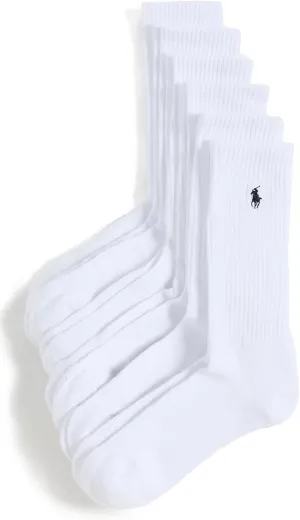 POLO RALPH LAUREN Men's Athletic Performance Cotton Crew Socks - 6 Pair Pack - Moisture Wicking Mesh
