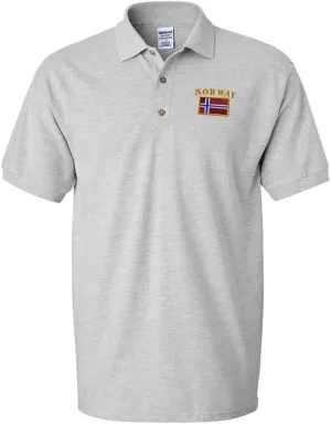 Polo Shirts for Men Norway Flag Embroidery Cotton Short Sleeves Golf Tees