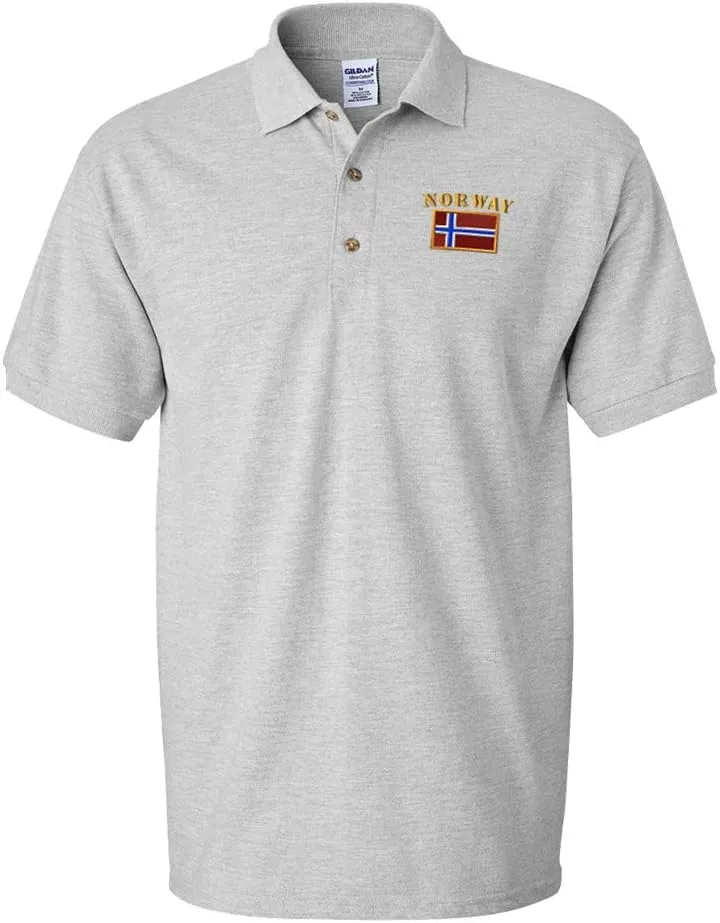 Polo Shirts for Men Norway Flag Embroidery Cotton Short Sleeves Golf Tees