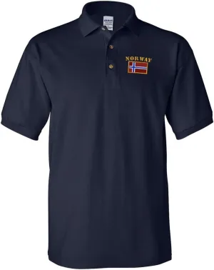 Polo Shirts for Men Norway Flag Embroidery Cotton Short Sleeves Golf Tees