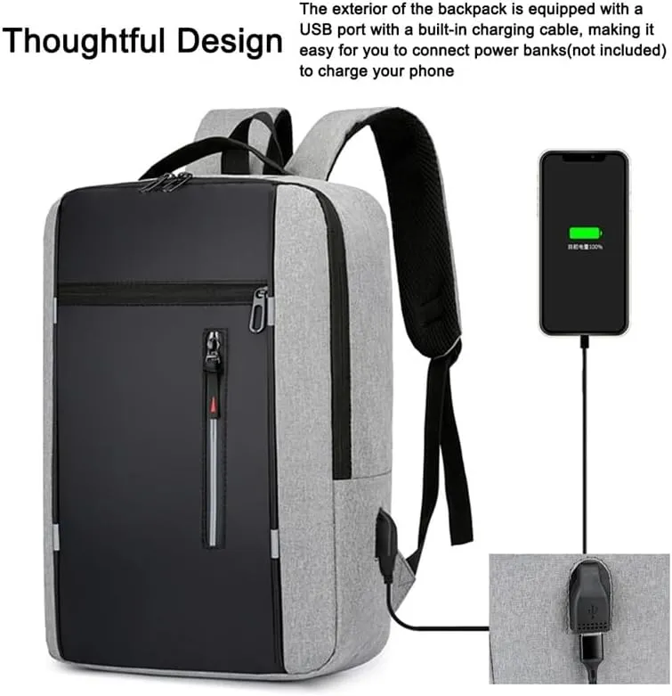 Portable Backpack Camping Travel Bag Business Daypack with USB Charging Port Fit 15.6 Inch Laptops for Men Women(Red)