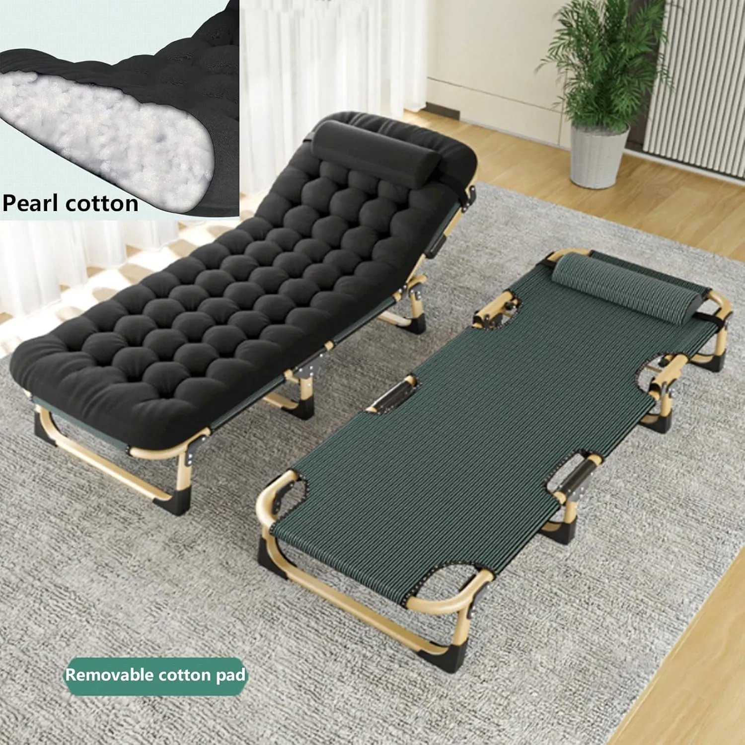 Portable Folding Camping Cot for Adults with Mattress, Rollaway Bed with Pillow Sleeping Cots with 5 Adjustable Positions for Indoor Office Home Nap Outdoor Pool(Gray)