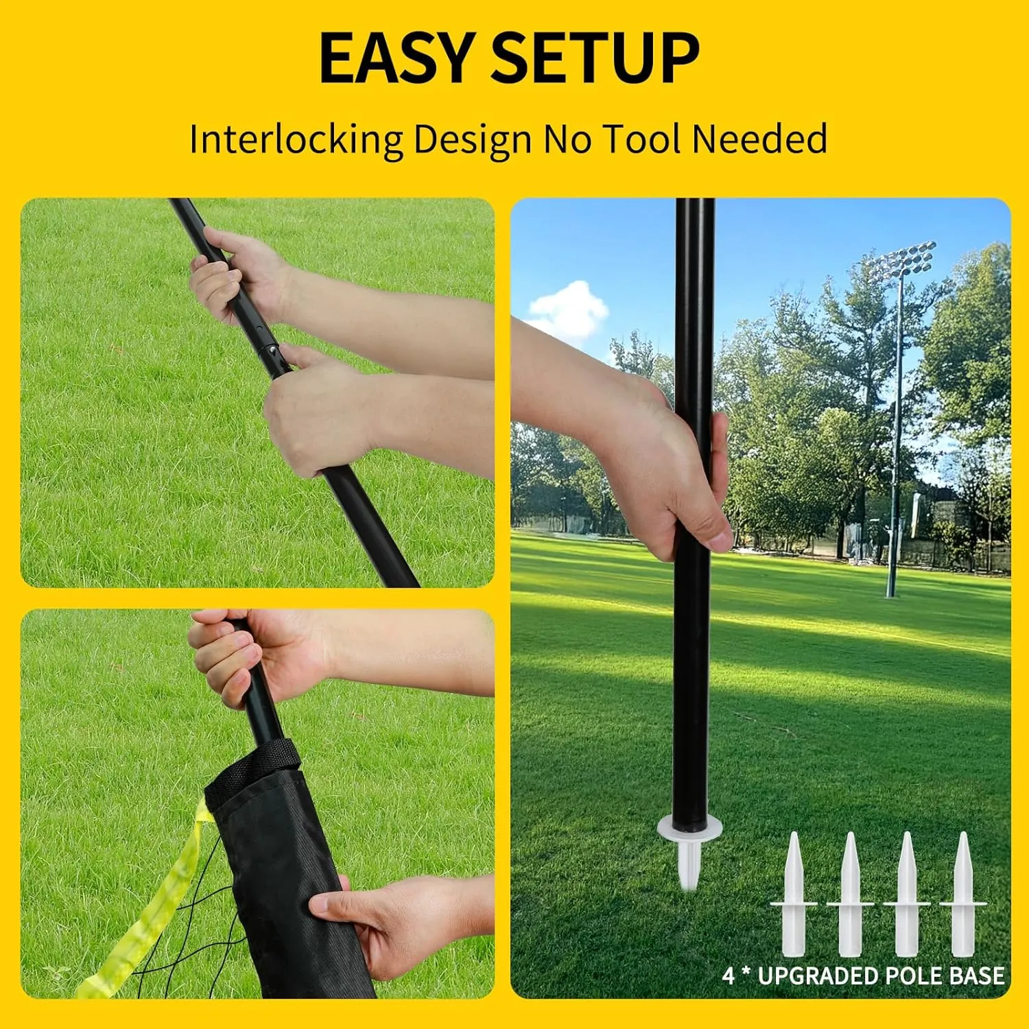 Portable Outdoor Volleyball Net Set for Backyard Beach with Adjustable Poles, Durable 20ft/32ft Net, Soft PU Volleyball & Pump, Carry Bag - Easy Set Up & Durable