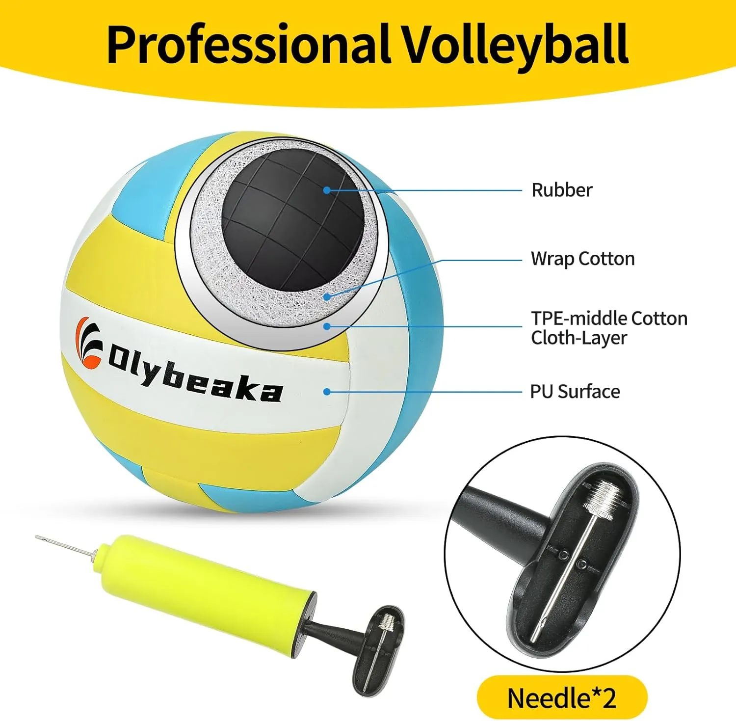 Portable Outdoor Volleyball Net Set for Backyard Beach with Adjustable Poles, Durable 20ft/32ft Net, Soft PU Volleyball & Pump, Carry Bag - Easy Set Up & Durable