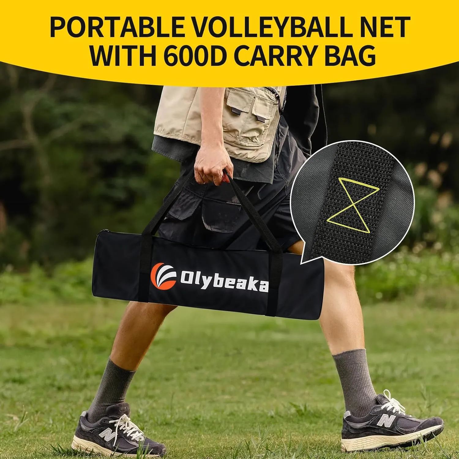 Portable Outdoor Volleyball Net Set for Backyard Beach with Adjustable Poles, Durable 20ft/32ft Net, Soft PU Volleyball & Pump, Carry Bag - Easy Set Up & Durable