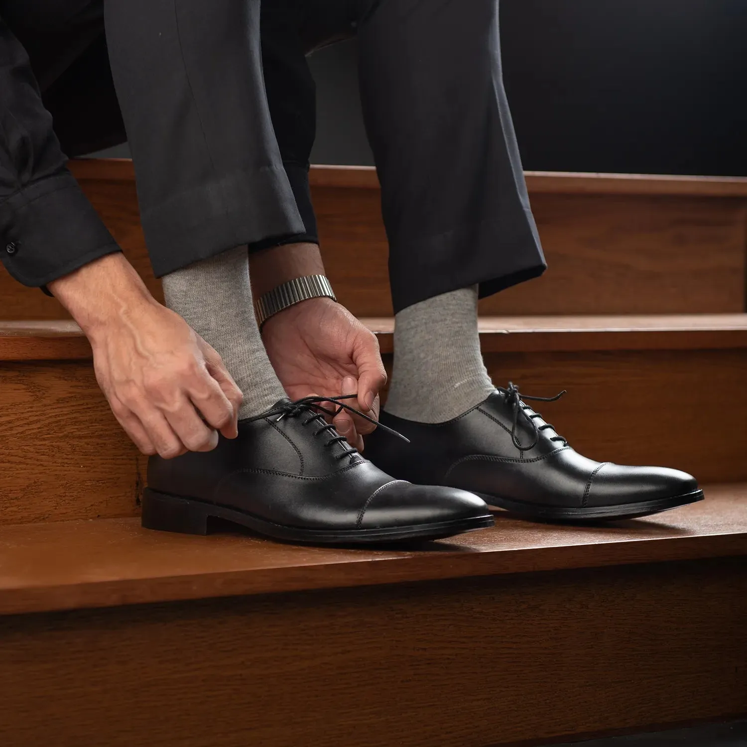 Professor Oxford Black Leather Shoes