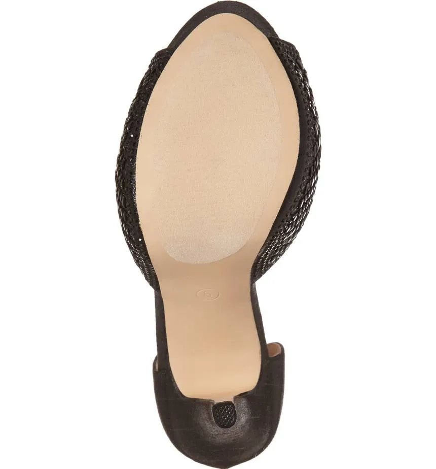Prompt response Vivian Lauren Embellished Black Sandal Pump Professional T-Strap High Lorraine Heel Crystal