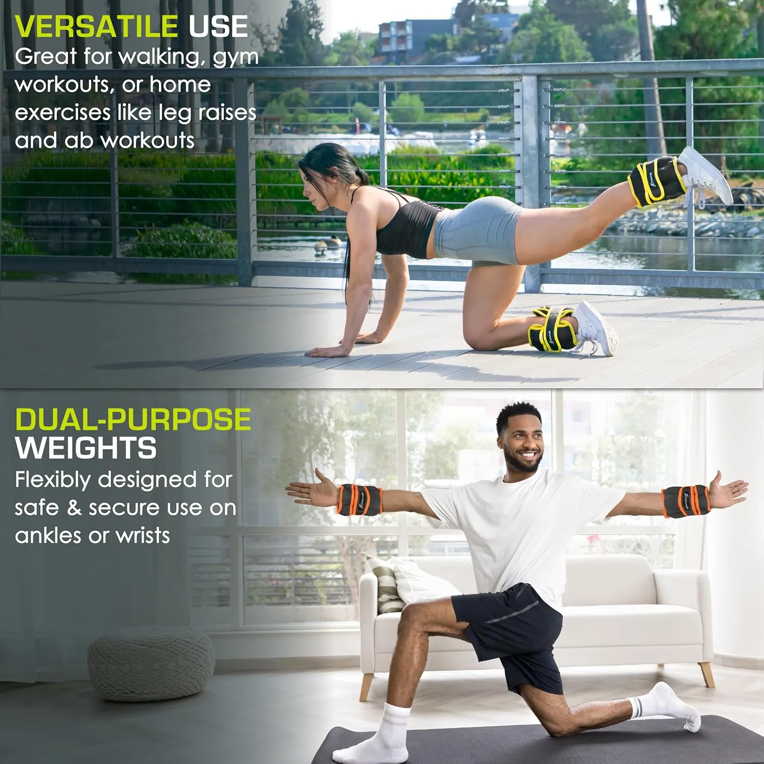 ProsourceFit Ankle/Wrist and Arm/Leg Weights Set of 2, Adjustable Strap 1 lb-5 lb, Adjustable Weight 15 lb, 10 lb, 7 lb for Men and Women