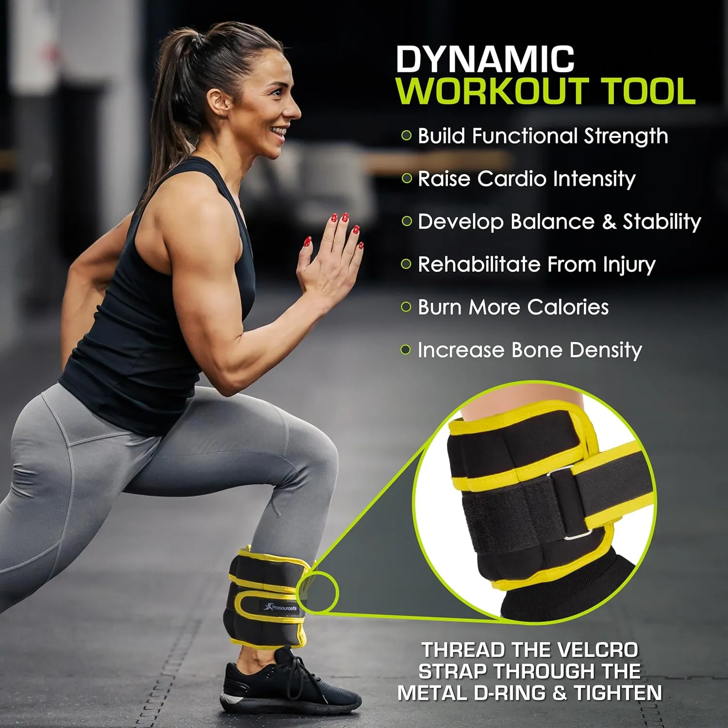 ProsourceFit Ankle/Wrist and Arm/Leg Weights Set of 2, Adjustable Strap 1 lb-5 lb, Adjustable Weight 15 lb, 10 lb, 7 lb for Men and Women