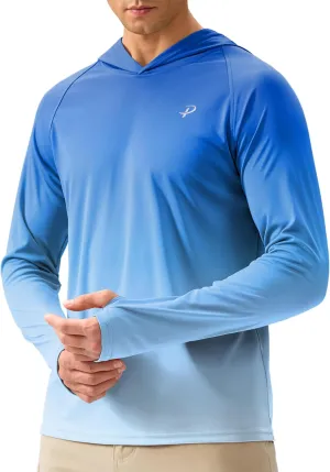 Pudolla Men's Sun Protection Hoodie Shirts UPF 50  Rash Guard SPF Long Sleeve Fishing Shirt for Men Swim Hiking Boating