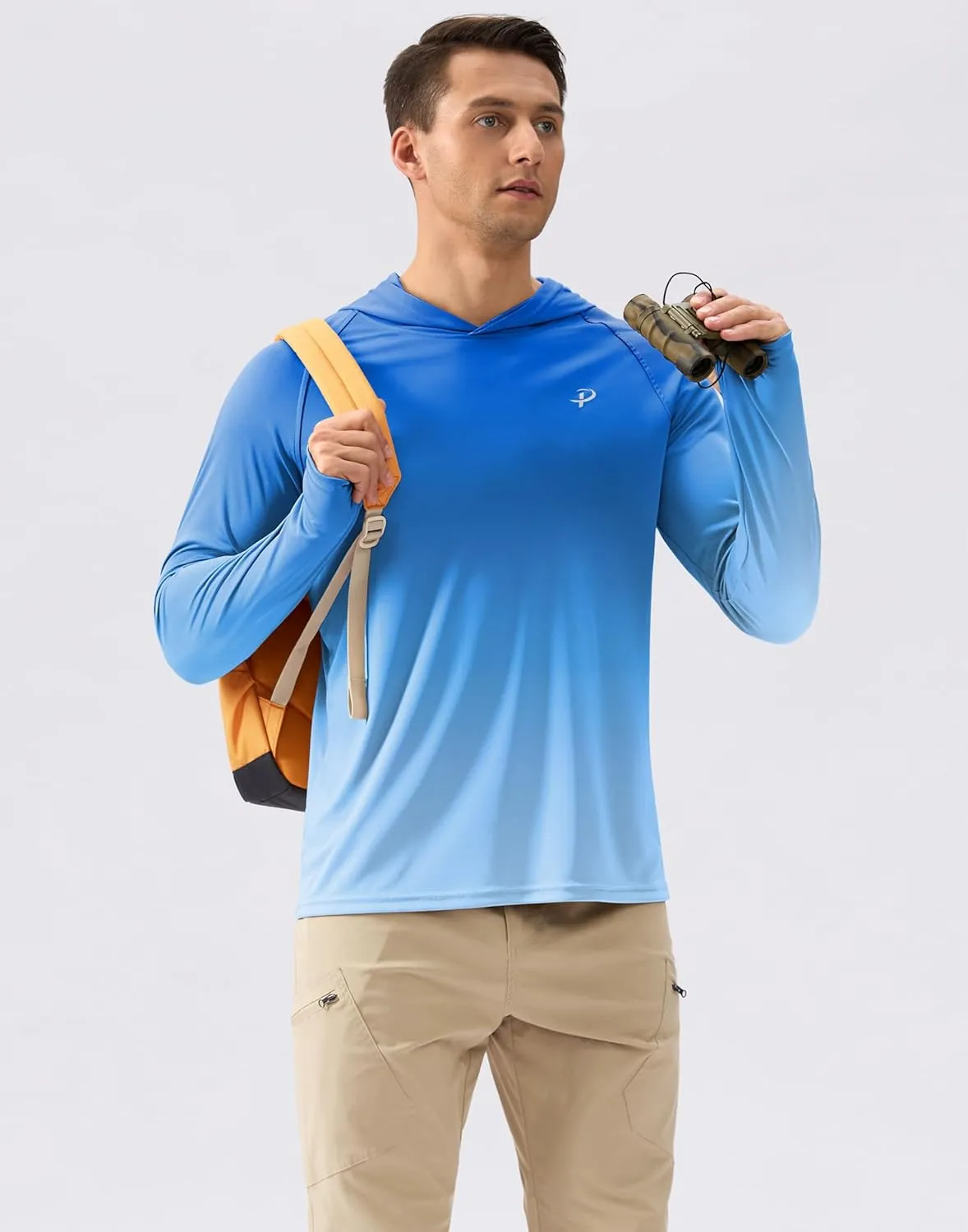 Pudolla Men's Sun Protection Hoodie Shirts UPF 50  Rash Guard SPF Long Sleeve Fishing Shirt for Men Swim Hiking Boating