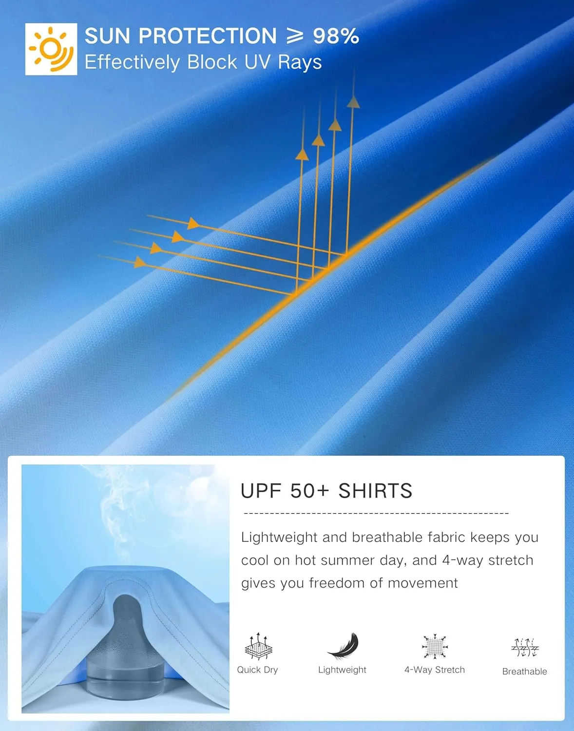 Pudolla Men's Sun Protection Hoodie Shirts UPF 50  Rash Guard SPF Long Sleeve Fishing Shirt for Men Swim Hiking Boating