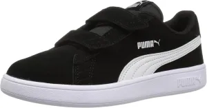 PUMA Girls' Smash V2 Hook and Loop Sneaker, Elderberry-Indigo-Silver-White, 2 M US Little Kid