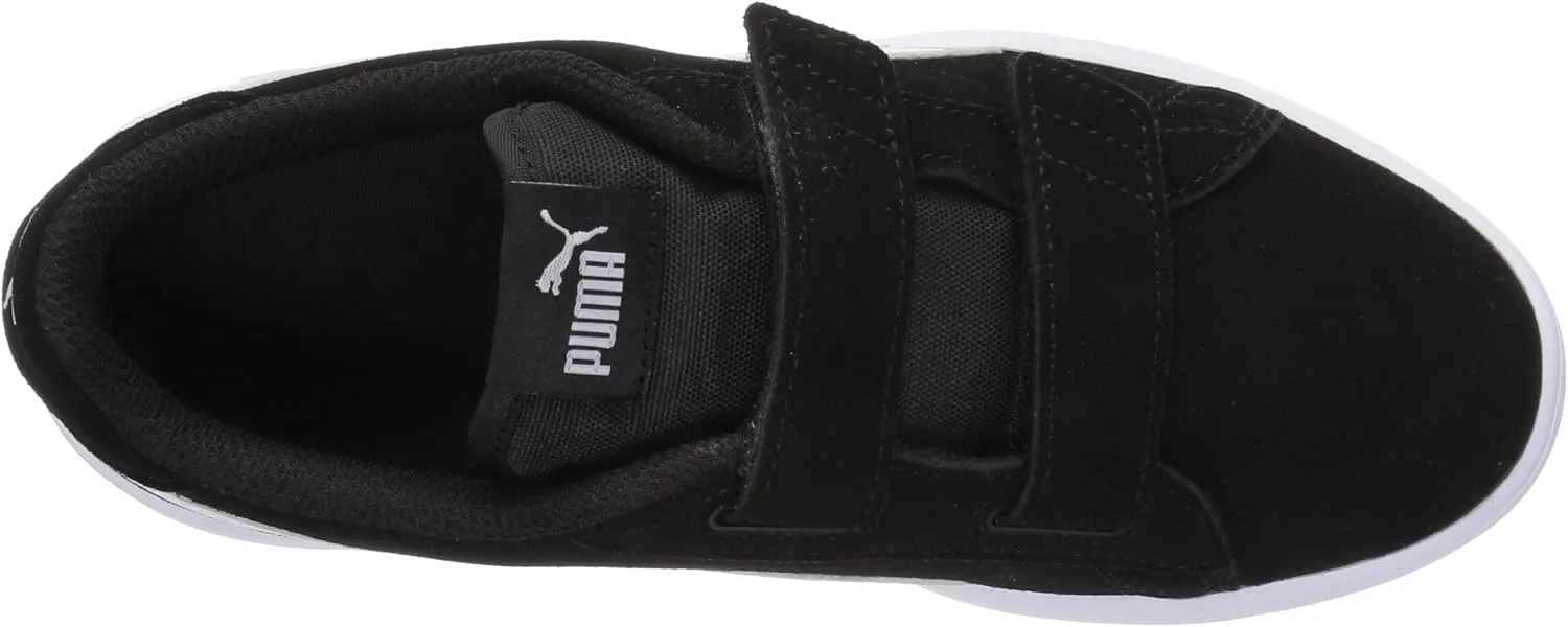 PUMA Girls' Smash V2 Hook and Loop Sneaker, Elderberry-Indigo-Silver-White, 2 M US Little Kid