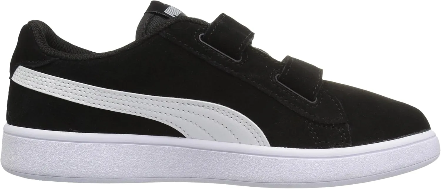 PUMA Girls' Smash V2 Hook and Loop Sneaker, Elderberry-Indigo-Silver-White, 2 M US Little Kid