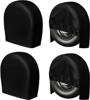 PureFit RV Tire Covers Set of 4 - UV Resistant Trailer Wheel Covers for Camper, SUV, Jeep, Trucks, Trailers and RV, Universal Tire Protecor Fits 30"-32" Inch Tire, Black