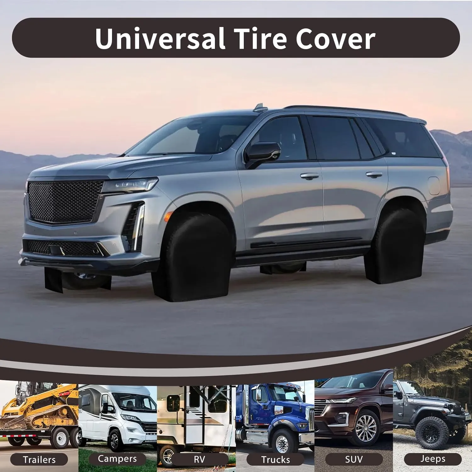 PureFit RV Tire Covers Set of 4 - UV Resistant Trailer Wheel Covers for Camper, SUV, Jeep, Trucks, Trailers and RV, Universal Tire Protecor Fits 30"-32" Inch Tire, Black