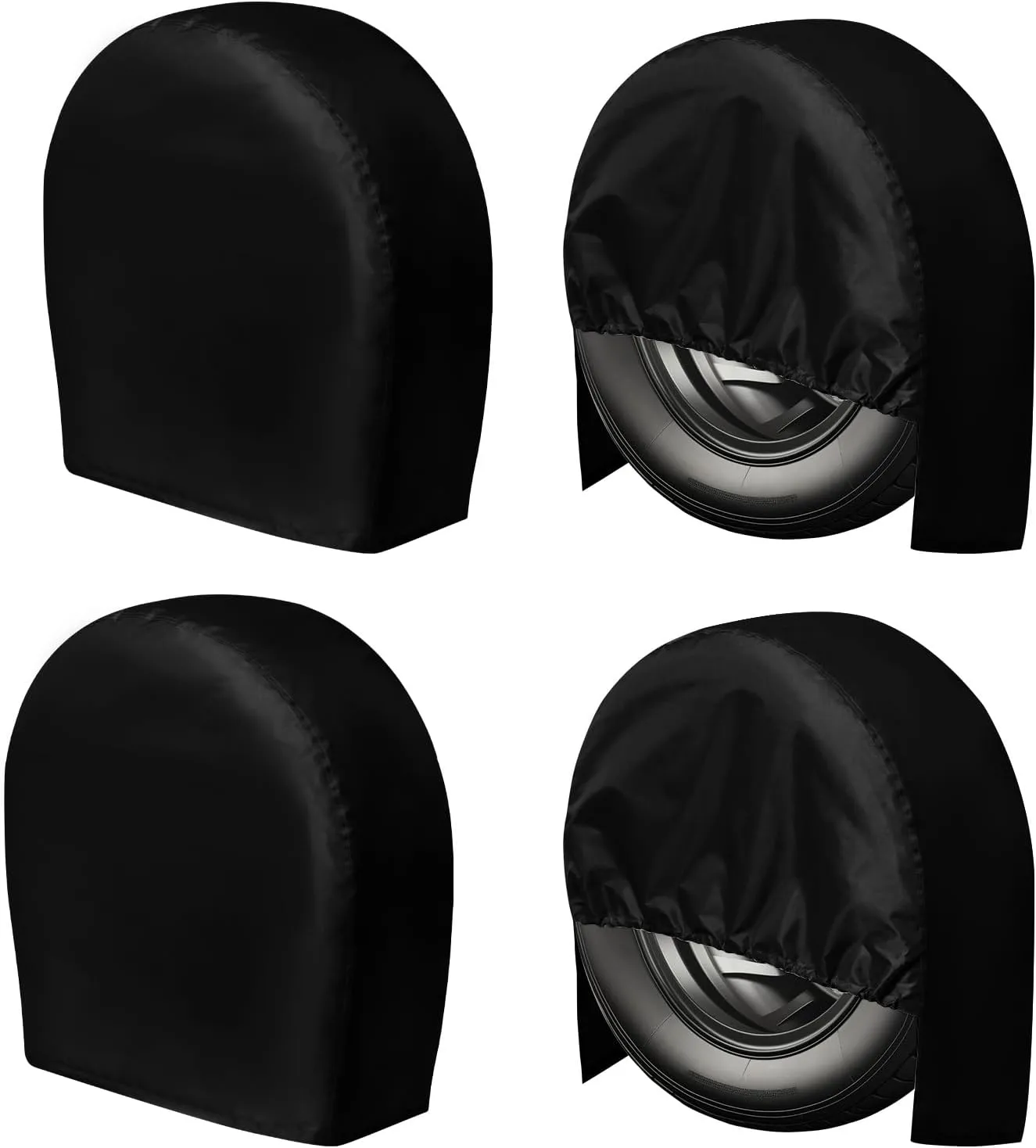 PureFit RV Tire Covers Set of 4 - UV Resistant Trailer Wheel Covers for Camper, SUV, Jeep, Trucks, Trailers and RV, Universal Tire Protecor Fits 30"-32" Inch Tire, Black