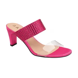 Ravel Magenta pink Satin & Diamante Dorea Mule Shoes